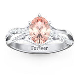Oval Cut Gemstone Ring with Twisted Band and Accents