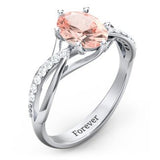 Oval Cut Gemstone Ring with Twisted Band and Accents