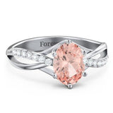Oval Cut Gemstone Ring with Twisted Band and Accents