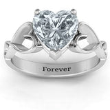 Heart Shaped Stone with Interwoven Heart Infinity Band Ring