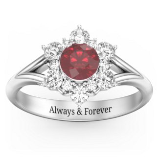 Aurora Round Cluster Ring with Birthstones