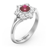 Aurora Round Cluster Ring with Birthstones