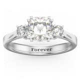 3 Stone Cushion Cut Duchess Ring with Side Stones